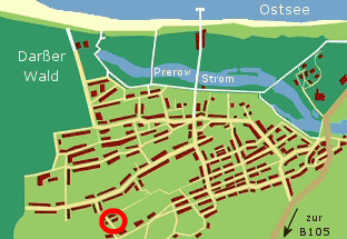 Lage Haus Grotz im Sünnenkringel im Ostseebad Prerow
